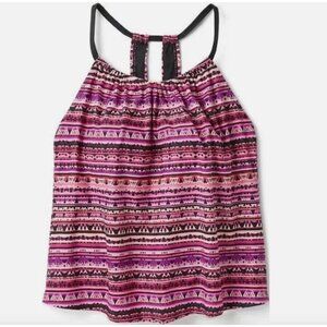 KONA SOL TANKINI TOP GEOMETRIC MULTICOLOR AZTEC RACERBACK HIGH NECK SWIM TOP NWT